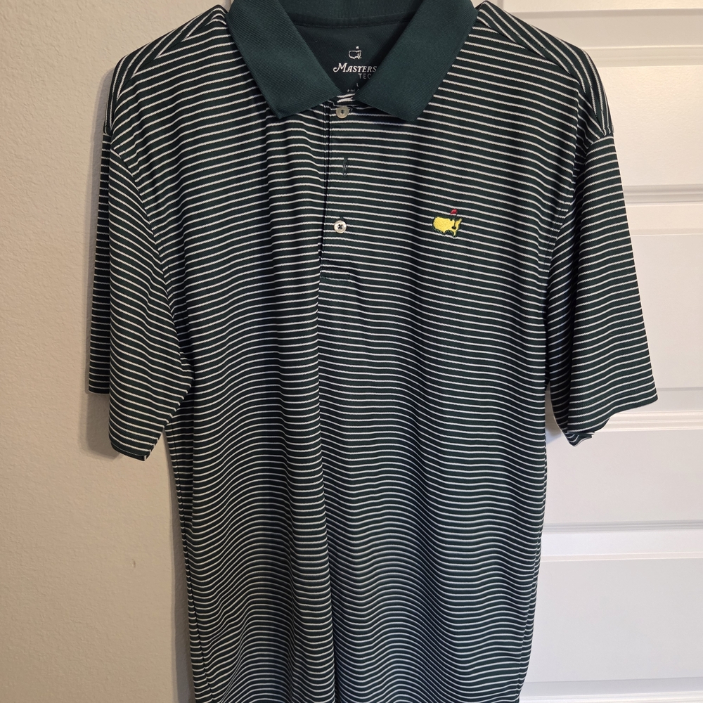 Masters Dark Green and White Striped Polo Shirt